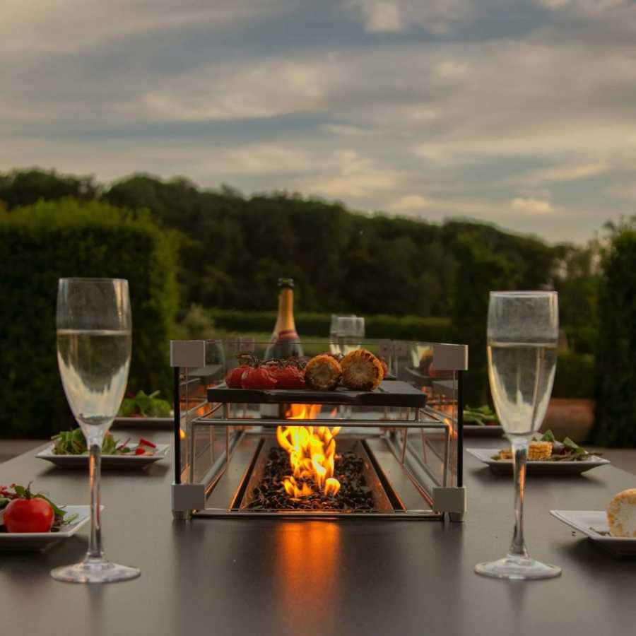 Maze Ambition Dining Set With Fire Pit Table - Flanelle