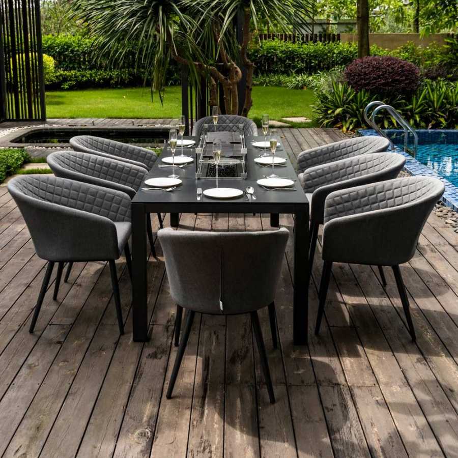 Maze Ambition Dining Set With Fire Pit Table - Flanelle