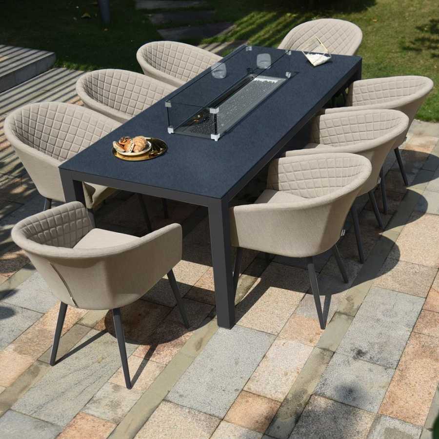 Maze Ambition Dining Set With Fire Pit Table - Oatmeal