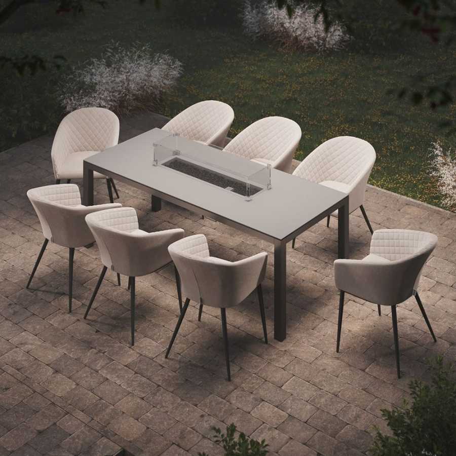 Maze Ambition Dining Set With Fire Pit Table - Oatmeal