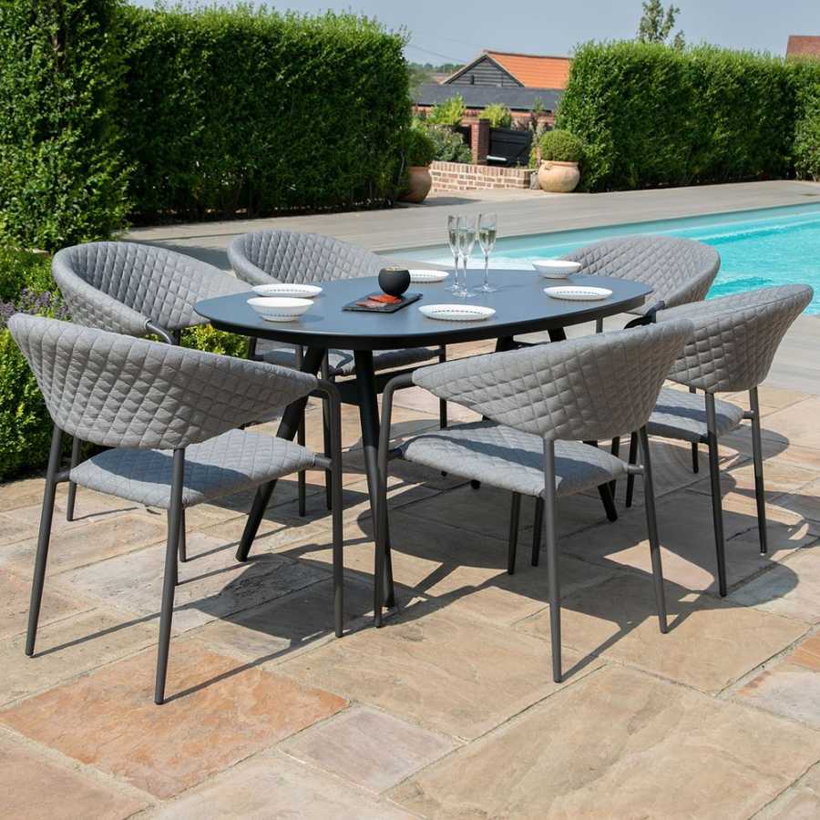 Maze Pebble 6 Seater Outdoor Dining Set - Flanelle