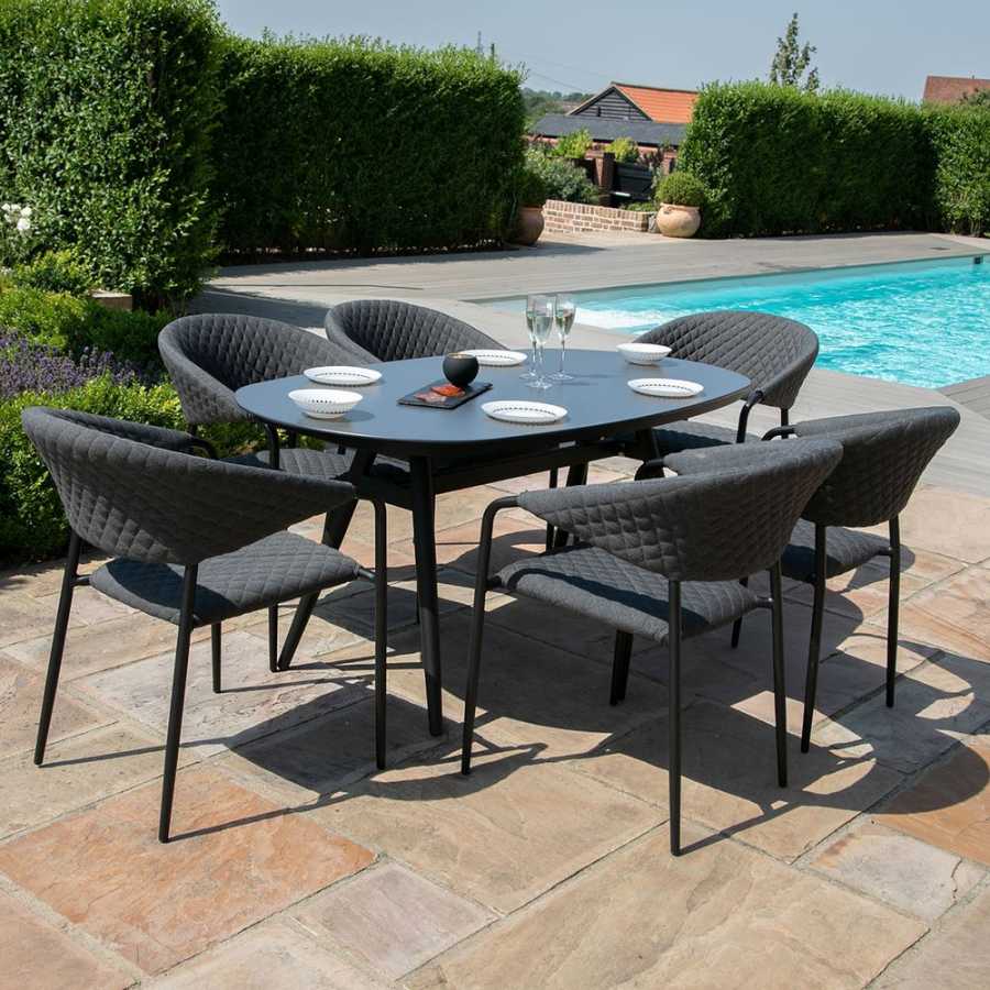 Maze Pebble 6 Seater Outdoor Dining Set - Charcoal