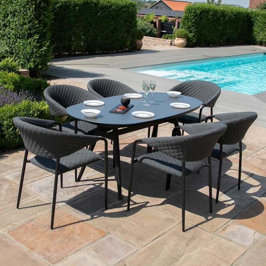 Maze Pebble 6 Seater Outdoor Dining Set - Charcoal