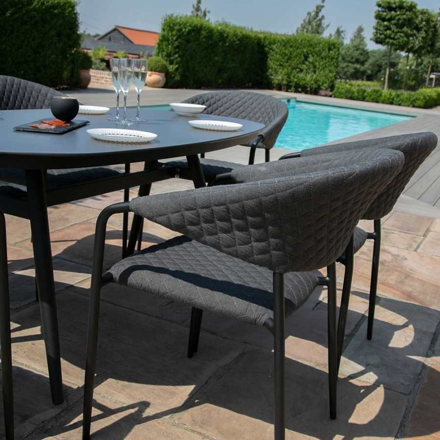 Maze Pebble 6 Seater Outdoor Dining Set - Charcoal