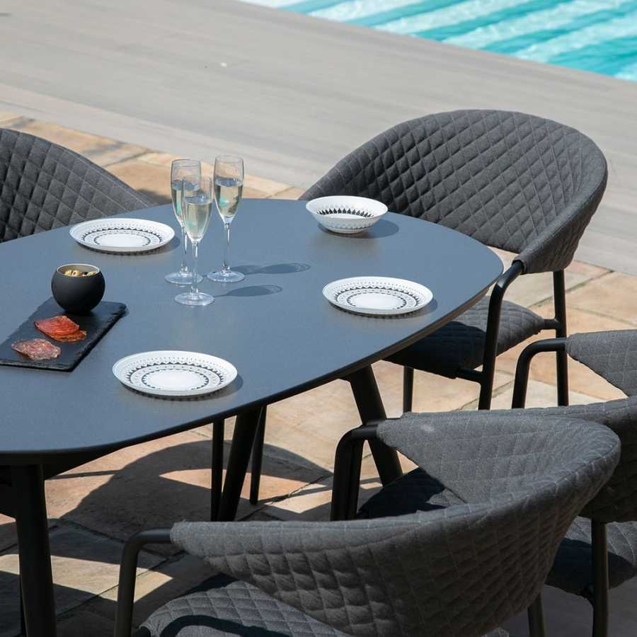 Maze Pebble 6 Seater Outdoor Dining Set - Charcoal