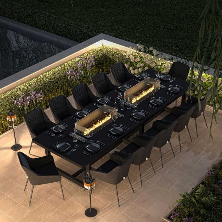 Maze Zest Rectangular 12 Seater Outdoor Dining Set With Fire Pit Table - Charcoal