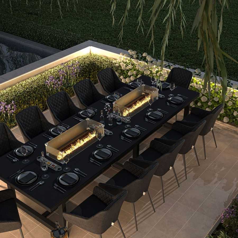 Maze Zest Rectangular 12 Seater Outdoor Dining Set With Fire Pit Table - Charcoal