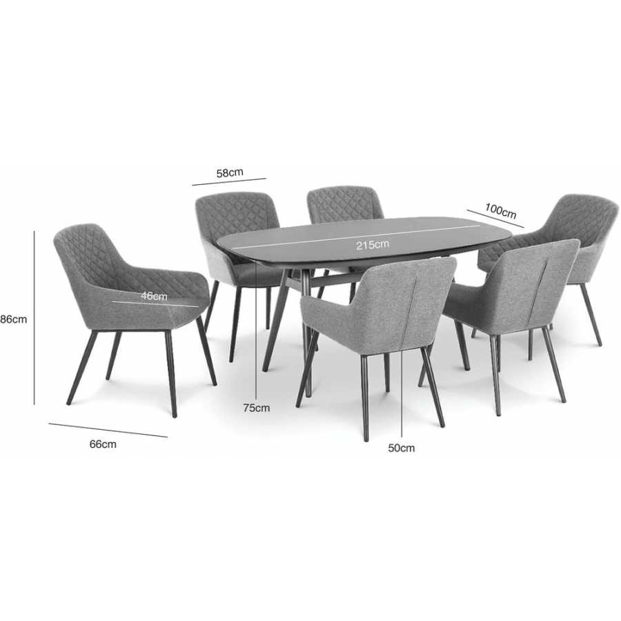 Maze Zest Oval 6 Seater Outdoor Dining Set - Flanelle