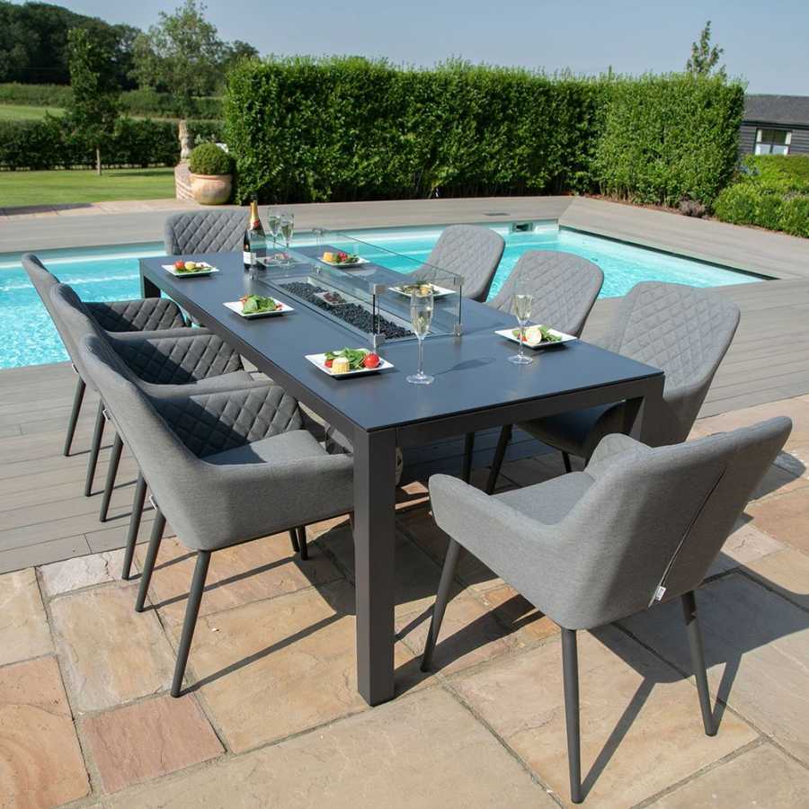 Maze Zest Rectangular 8 Seater Outdoor Dining Set With Fire Pit Table - Flanelle
