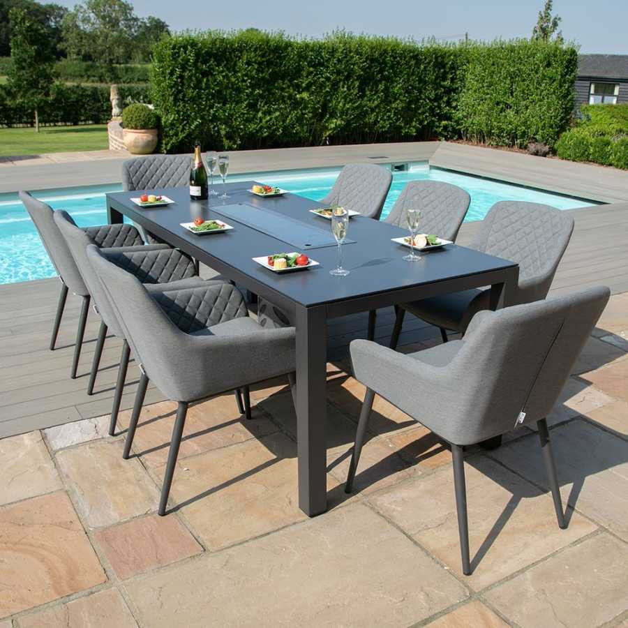 Maze Zest Rectangular 8 Seater Outdoor Dining Set With Fire Pit Table - Flanelle