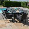 Maze Zest Rectangular 8 Seater Outdoor Dining Set With Fire Pit Table - Charcoal