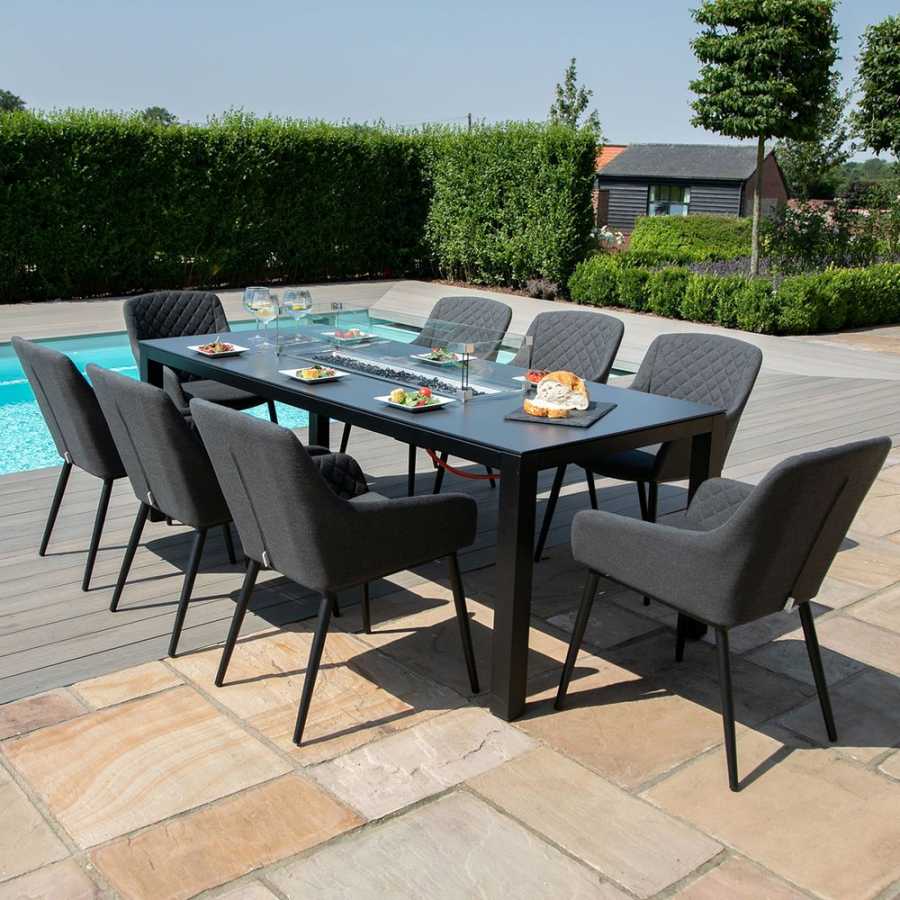 Maze Zest Rectangular 8 Seater Outdoor Dining Set With Fire Pit Table - Charcoal