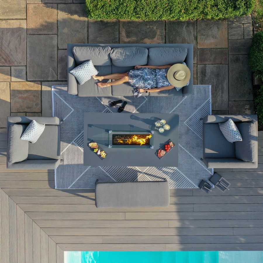 Maze Pulse Sofa Set With Fire Pit Table - Flanelle
