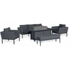 Maze Pulse Outdoor Sofa Set With Fire Pit Table - Charcoal