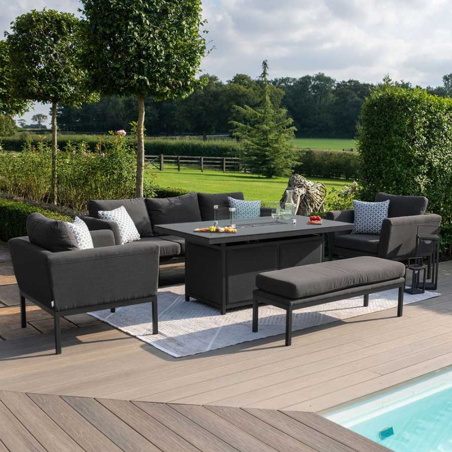 Maze Pulse Sofa Set With Fire Pit Table - Charcoal