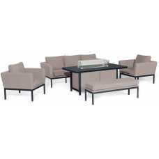Maze Pulse Outdoor Sofa Set With Fire Pit Table - Taupe
