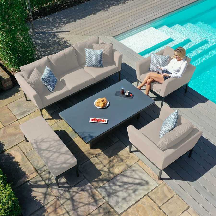 Maze Pulse Outdoor Sofa Set With Rising Table - Oatmeal