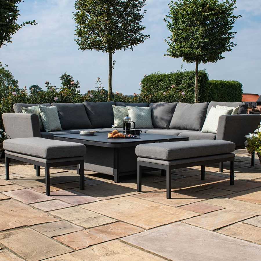 Maze Pulse Deluxe 10 Seater Outdoor Corner Sofa Set With Rising Table - Flanelle