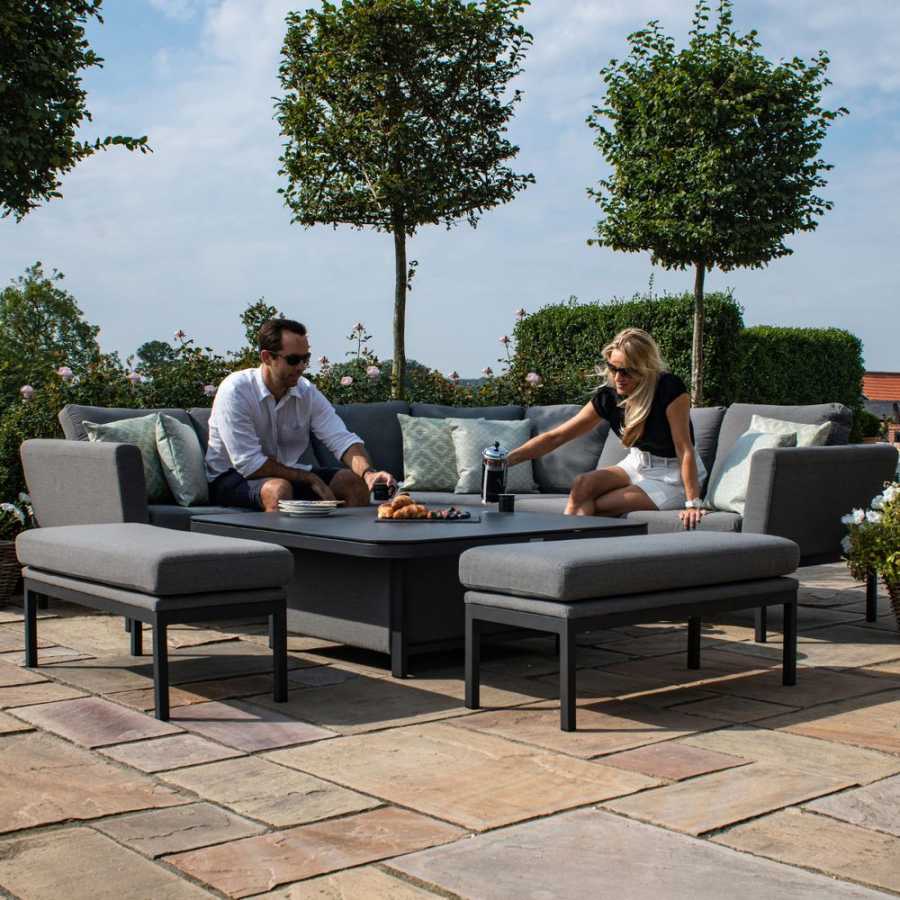 Maze Pulse Deluxe 10 Seater Outdoor Corner Sofa Set With Rising Table - Flanelle