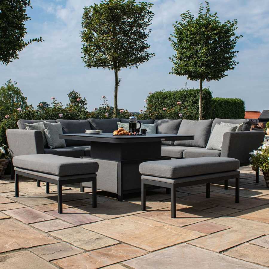 Maze Pulse Deluxe 10 Seater Outdoor Corner Sofa Set With Rising Table - Flanelle