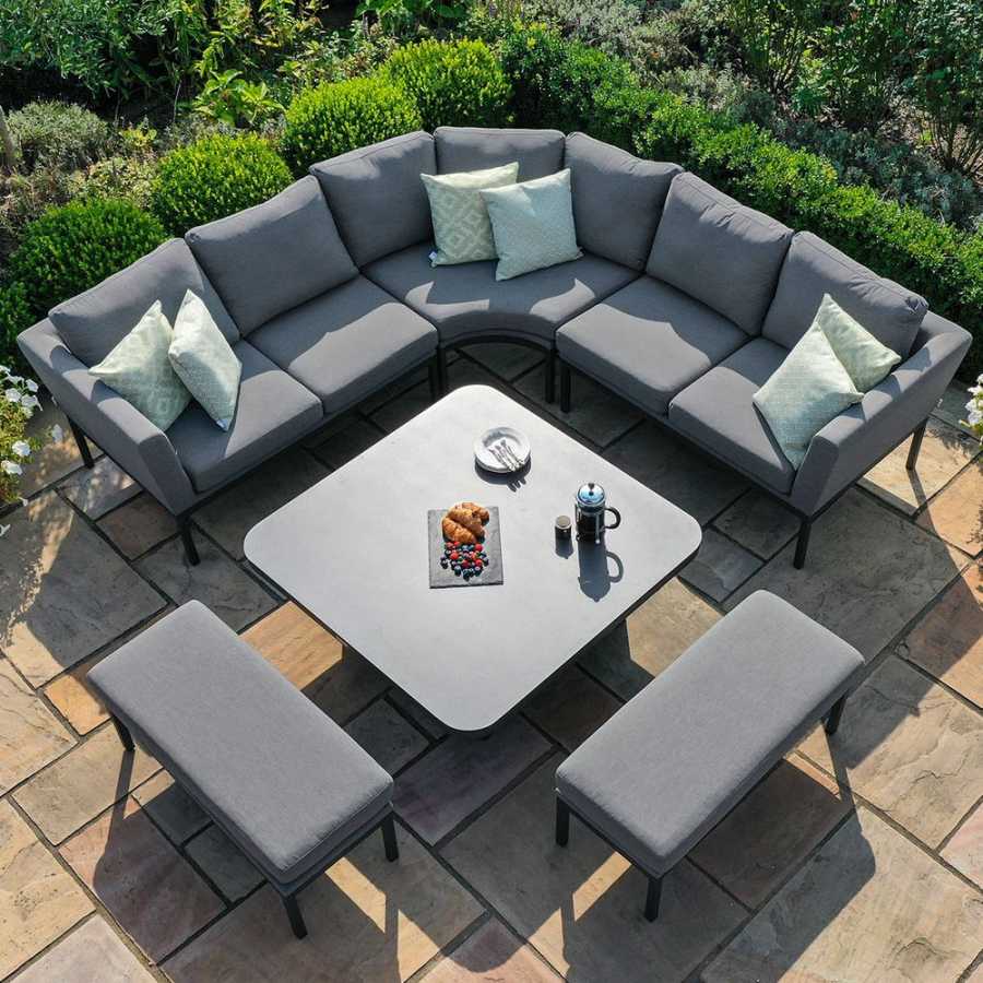 Maze Pulse Deluxe 10 Seater Outdoor Corner Sofa Set With Rising Table - Flanelle