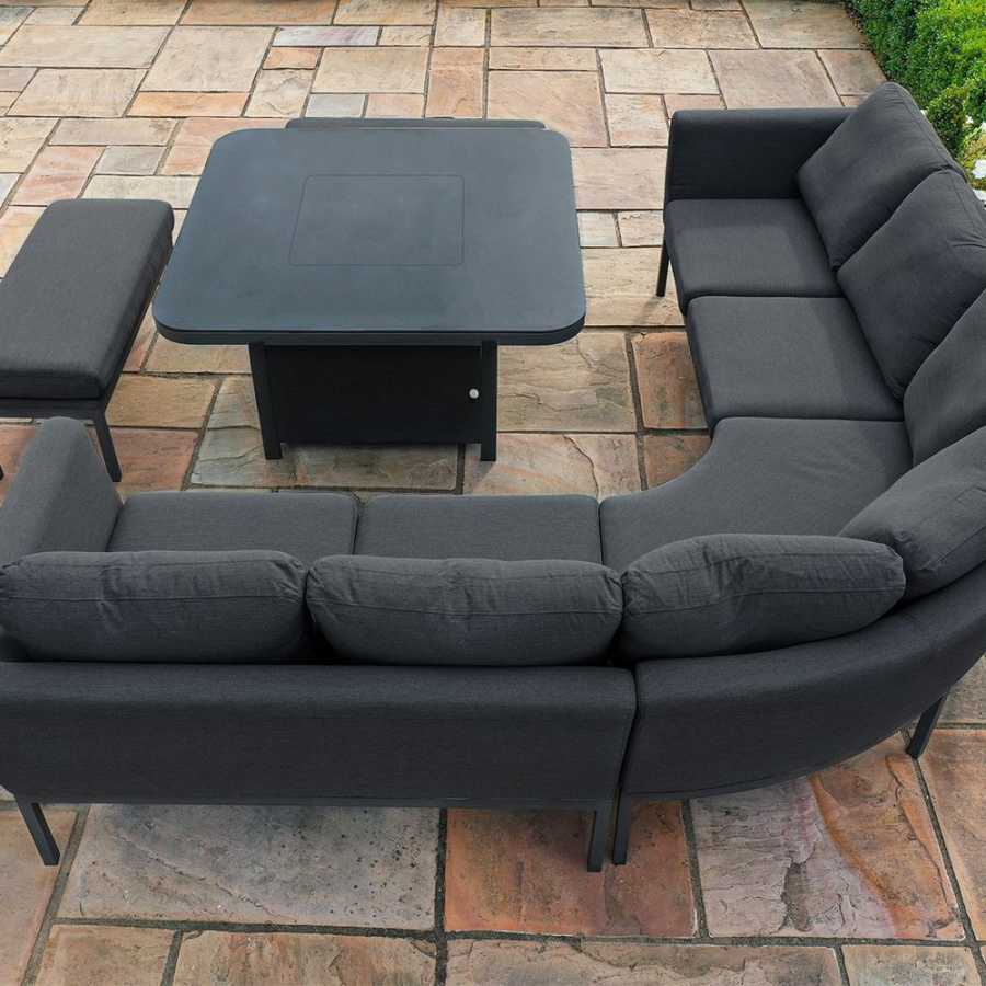 Maze Pulse 10 Seater Outdoor Corner Sofa Set With Fire Pit Table - Charcoal