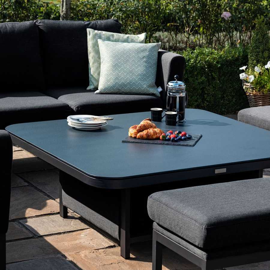 Maze Pulse Deluxe 10 Seater Outdoor Corner Sofa Set With Rising Table - Charcoal