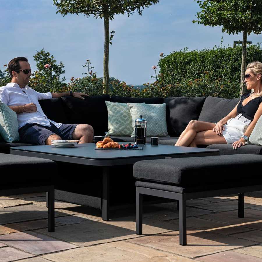 Maze Pulse Deluxe 10 Seater Outdoor Corner Sofa Set With Rising Table - Charcoal