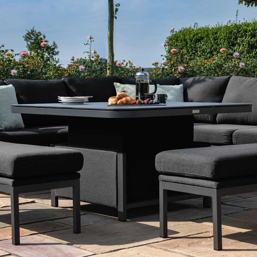 Maze Pulse Deluxe 10 Seater Outdoor Corner Sofa Set With Rising Table - Charcoal