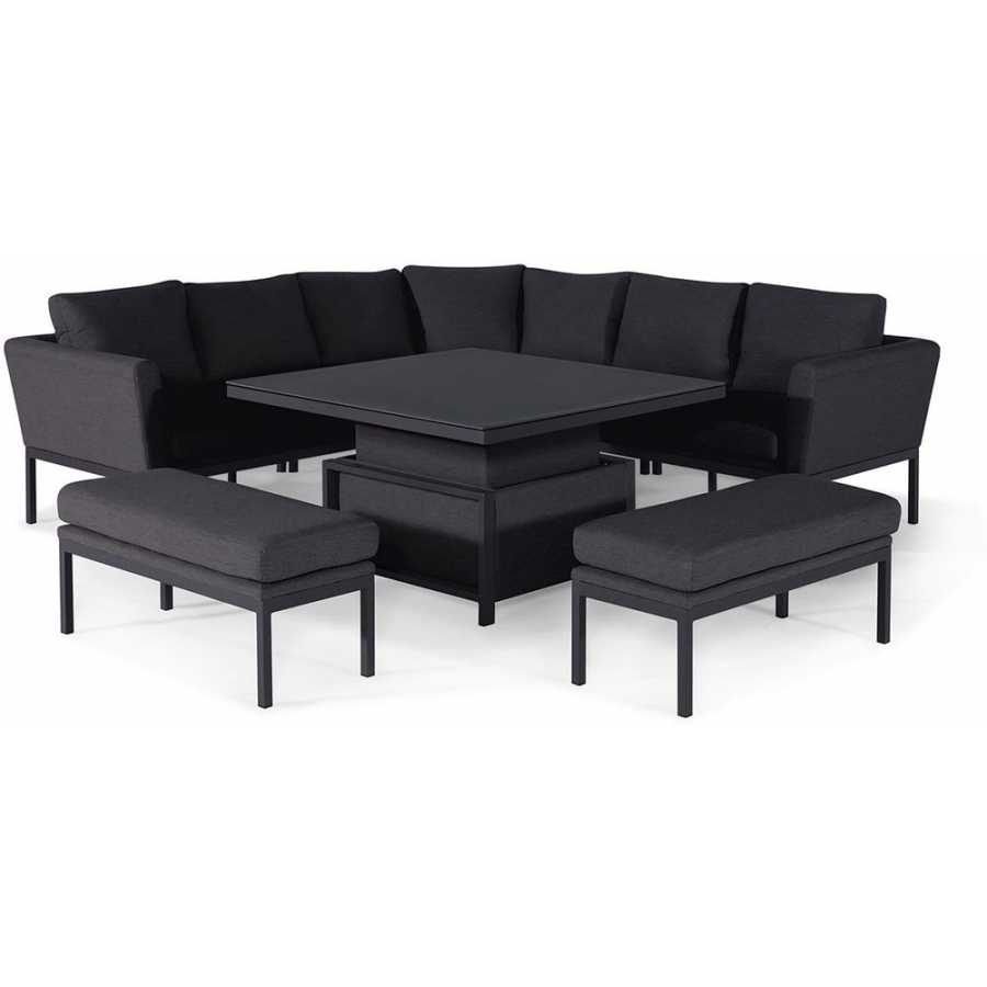 Maze Pulse Deluxe 10 Seater Outdoor Corner Sofa Set With Rising Table - Charcoal