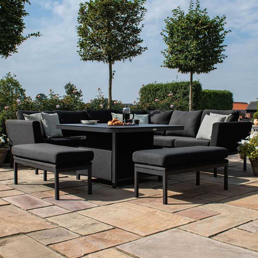 Maze Pulse Deluxe 10 Seater Outdoor Corner Sofa Set With Rising Table - Charcoal