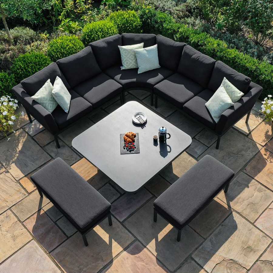 Maze Pulse Deluxe 10 Seater Outdoor Corner Sofa Set With Rising Table - Charcoal