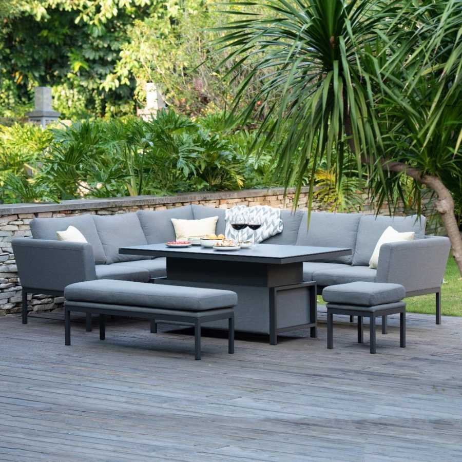 Maze Pulse Right 10 Seater Outdoor Corner Sofa Set With Rising Table - Flanelle