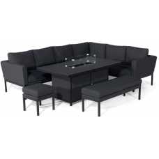 Maze Pulse Left 9 Seater Outdoor Corner Sofa Set With Fire Pit Table - Charcoal