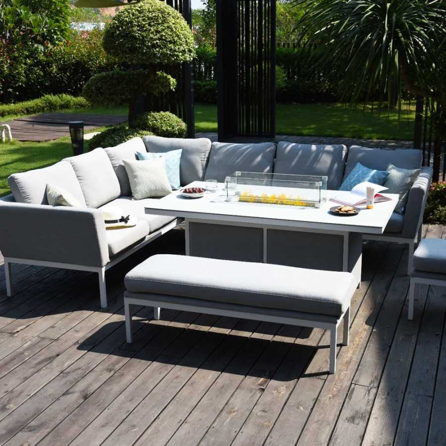Maze Pulse Right 9 Seater Outdoor Corner Sofa Set With Fire Pit Table - Lead Chine