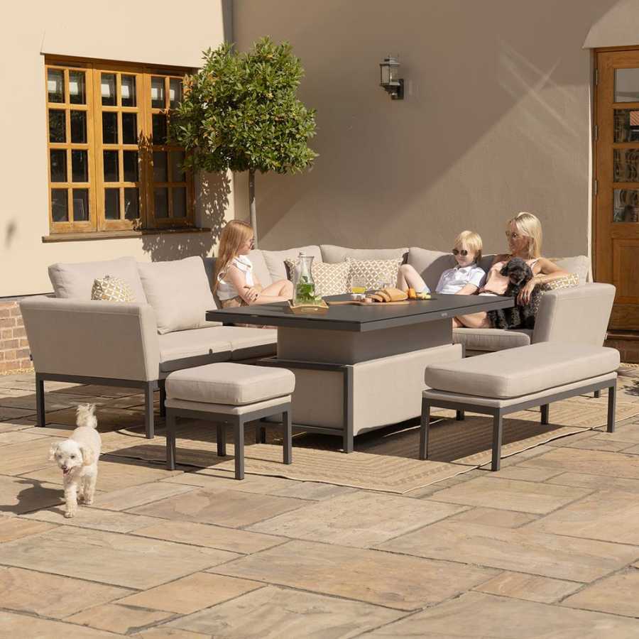 Maze Pulse Left 10 Seater Outdoor Corner Sofa Set With Rising Table - Oatmeal