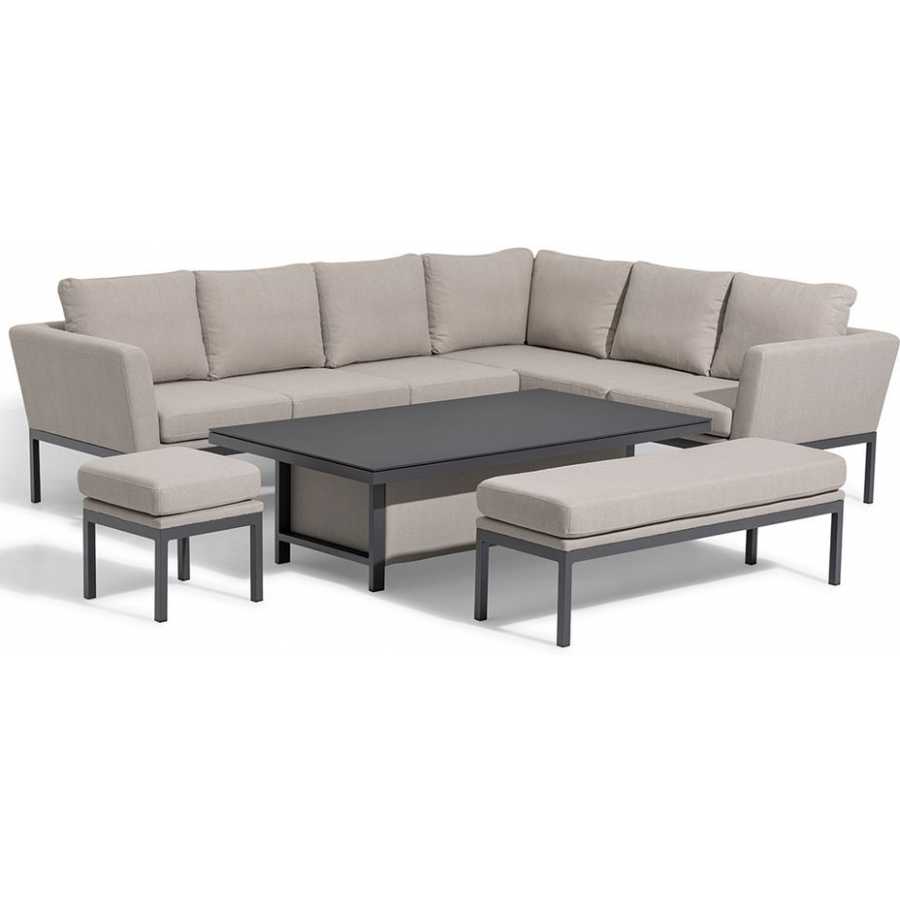 Maze Pulse Left 10 Seater Outdoor Corner Sofa Set With Rising Table - Oatmeal