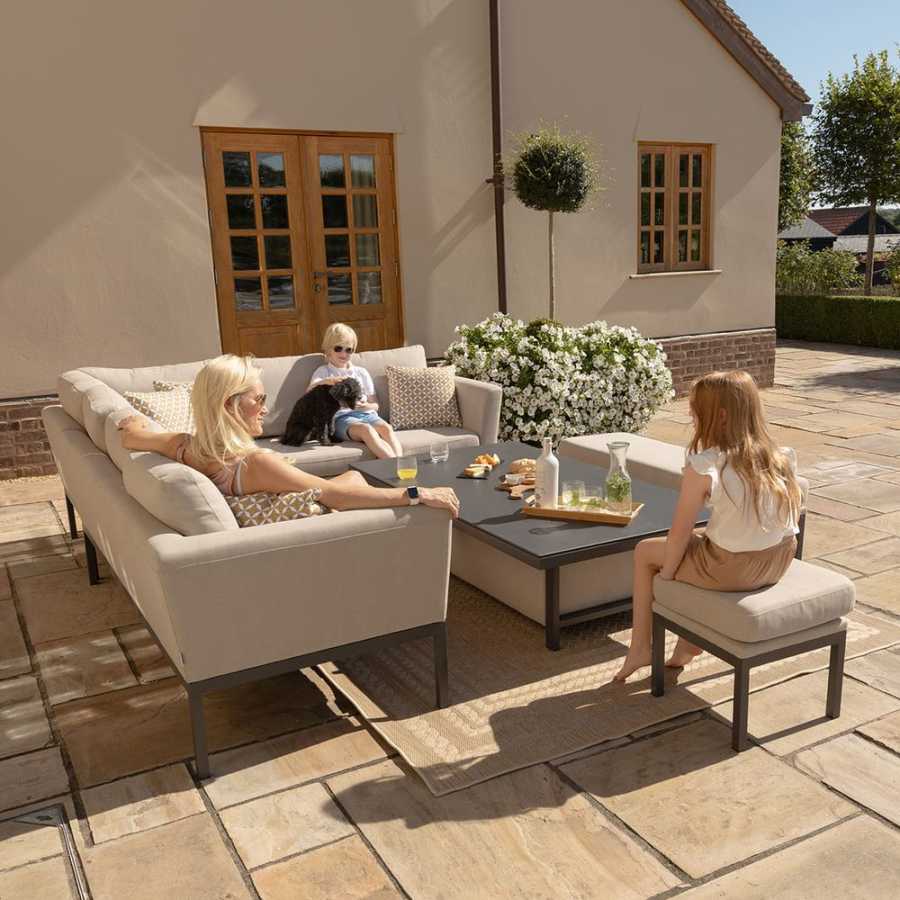 Maze Pulse Left 10 Seater Outdoor Corner Sofa Set With Rising Table - Oatmeal