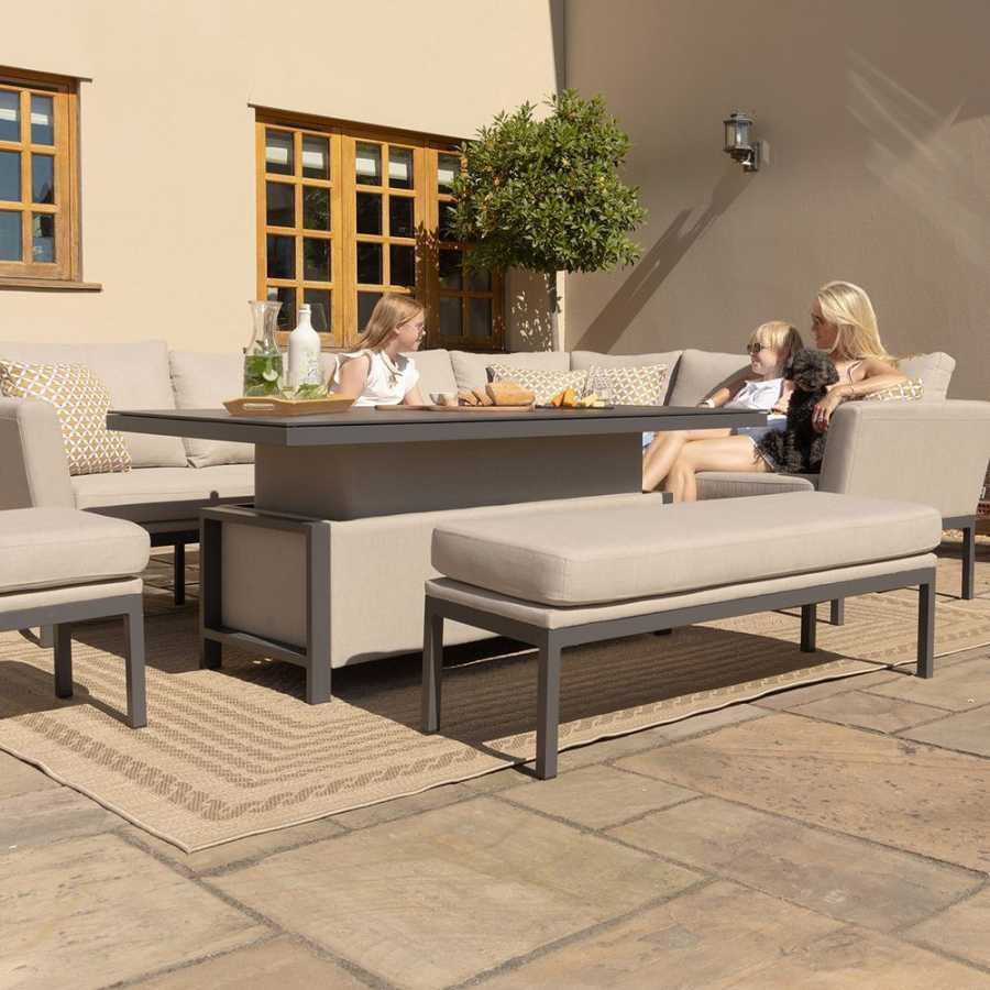 Maze Pulse Left 10 Seater Outdoor Corner Sofa Set With Rising Table - Oatmeal