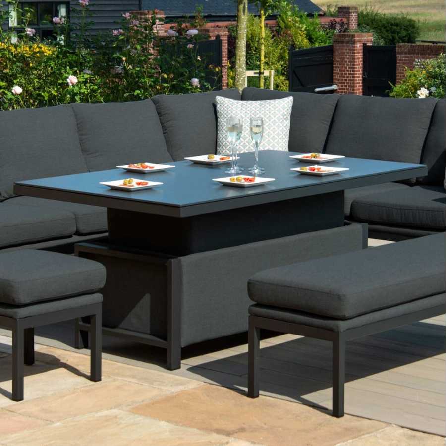 Maze Pulse Left 10 Seater Outdoor Corner Sofa Set With Rising Table - Charcoal