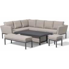 Maze Pulse Right 10 Seater Outdoor Corner Sofa Set With Rising Table - Oatmeal
