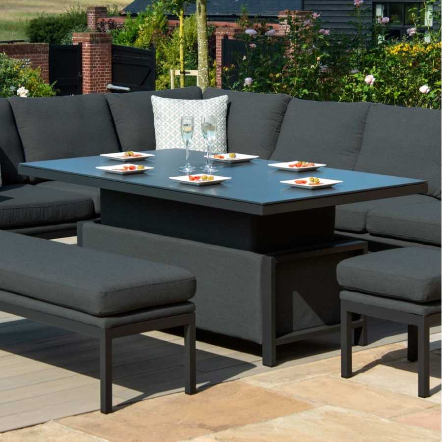 Maze Pulse Right 10 Seater Outdoor Corner Sofa Set With Rising Table - Charcoal