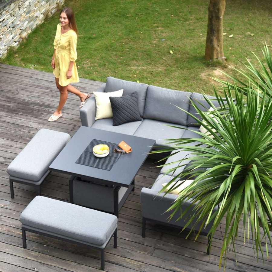 Maze Pulse 9 Seater Outdoor Corner Sofa Set With Rising Table - Flanelle