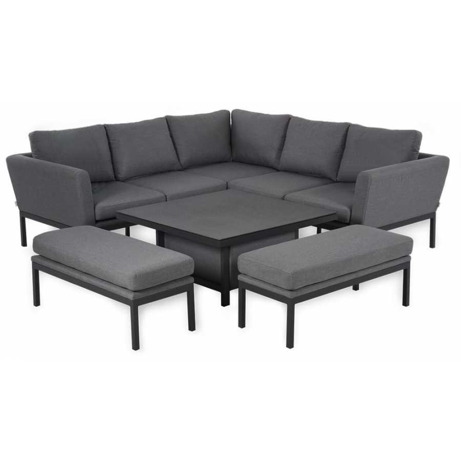 Maze Pulse 9 Seater Outdoor Corner Sofa Set With Rising Table - Flanelle