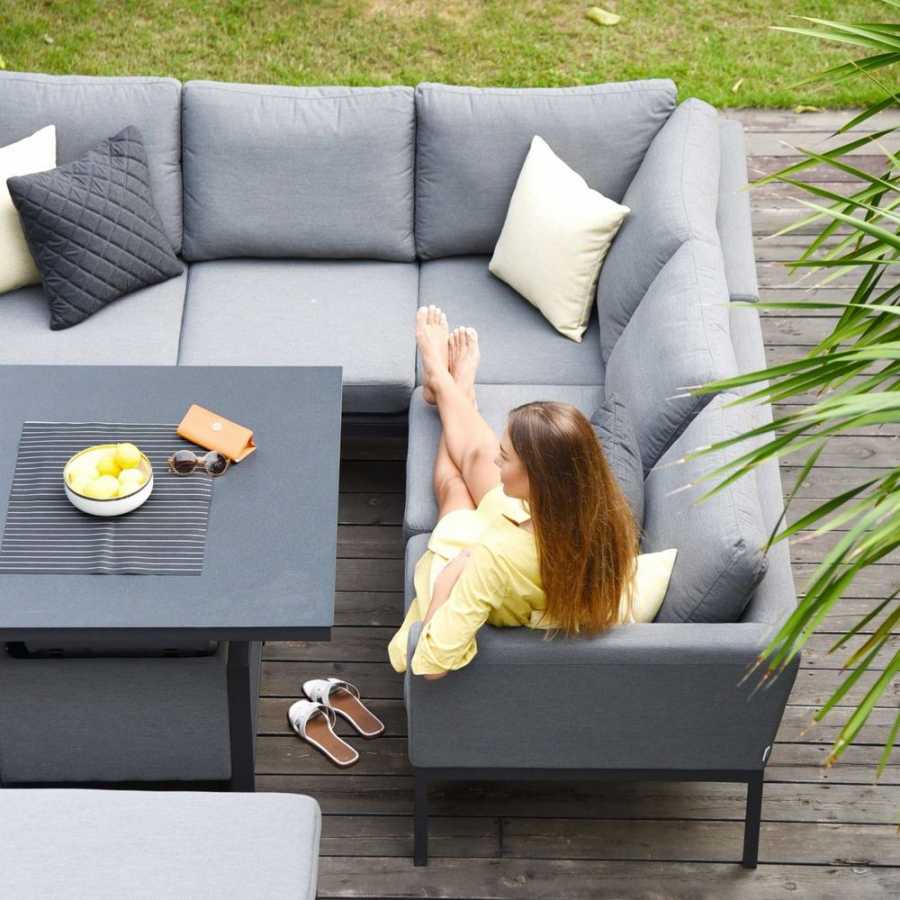 Maze Pulse 9 Seater Outdoor Corner Sofa Set With Rising Table - Flanelle