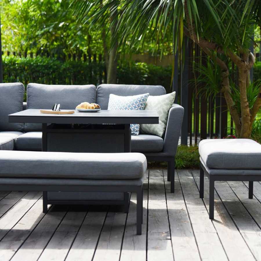 Maze Pulse 9 Seater Outdoor Corner Sofa Set With Fire Pit Table - Flanelle