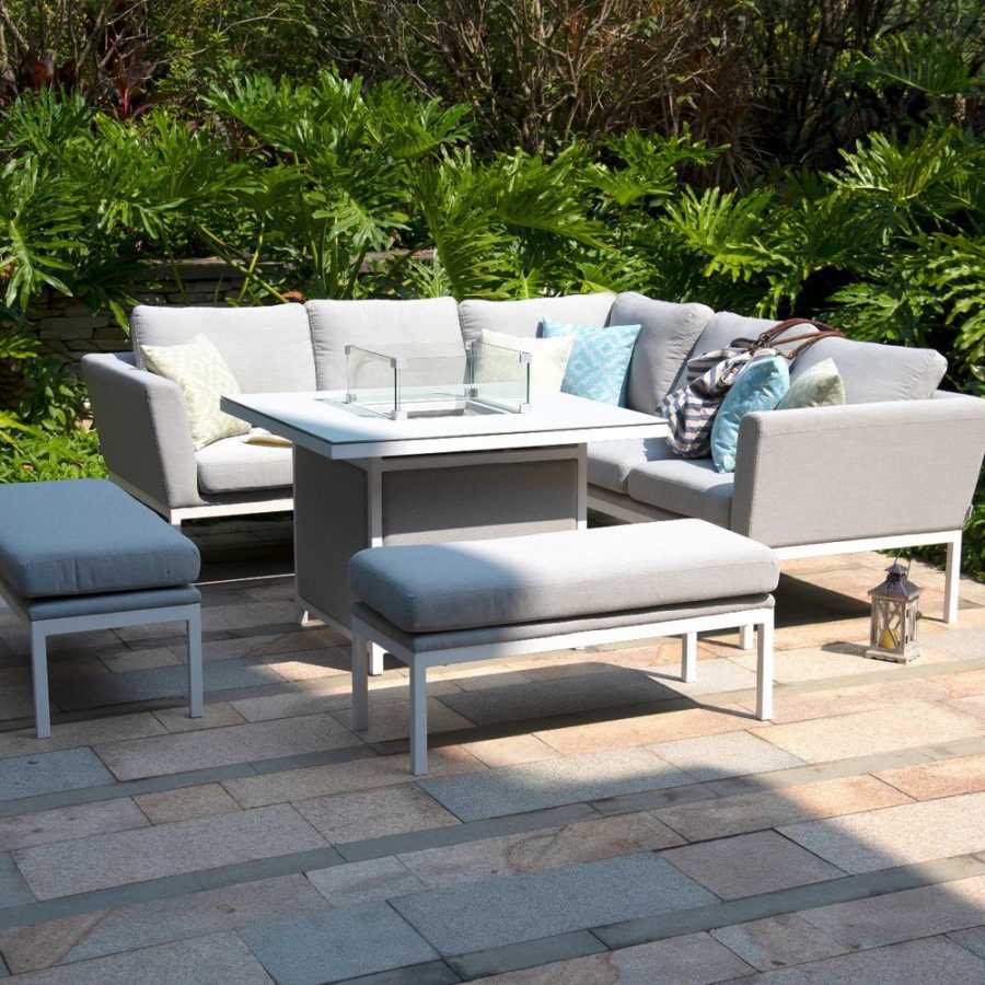 Maze Pulse 9 Seater Outdoor Corner Sofa Set With Fire Pit Table - Lead Chine