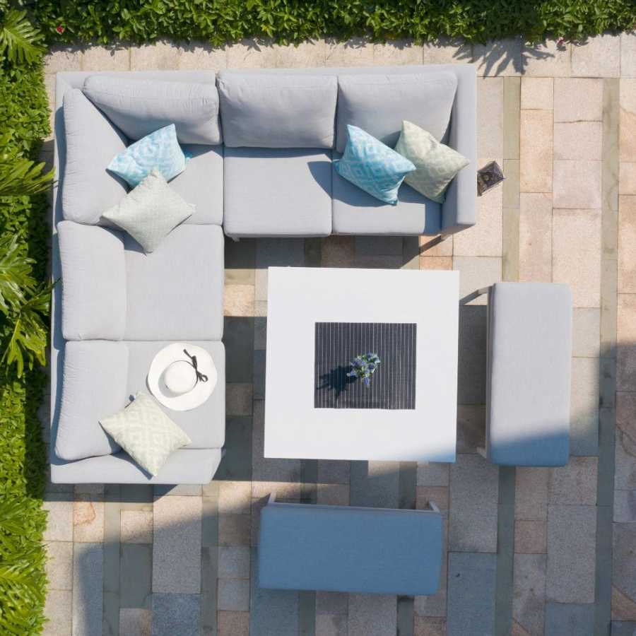 Maze Pulse 9 Seater Outdoor Corner Sofa Set With Fire Pit Table - Lead Chine