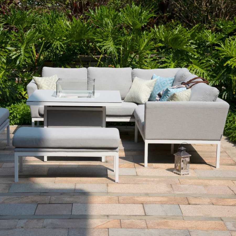 Maze Pulse 9 Seater Outdoor Corner Sofa Set With Fire Pit Table - Lead Chine