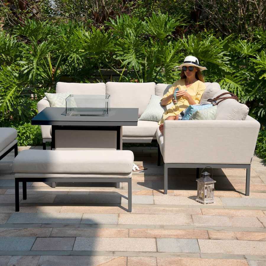 Maze Pulse 9 Seater Outdoor Corner Sofa Set With Fire Pit Table - Oatmeal